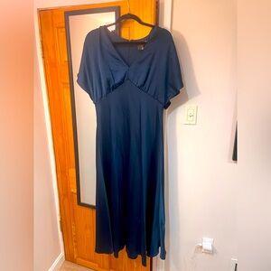 Floor length blue gown